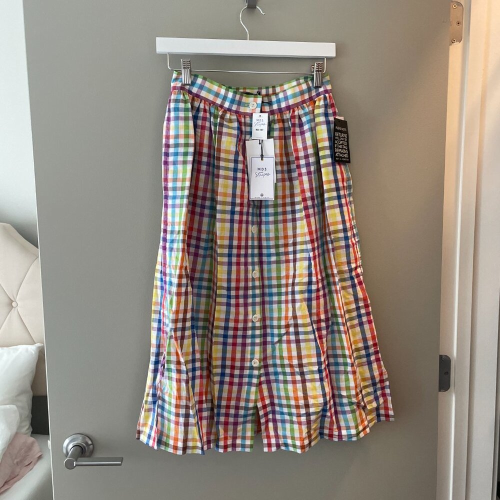 NWT MDS Stripes Rainbow Gingham Skirt Size 2 - Picture 4 of 5